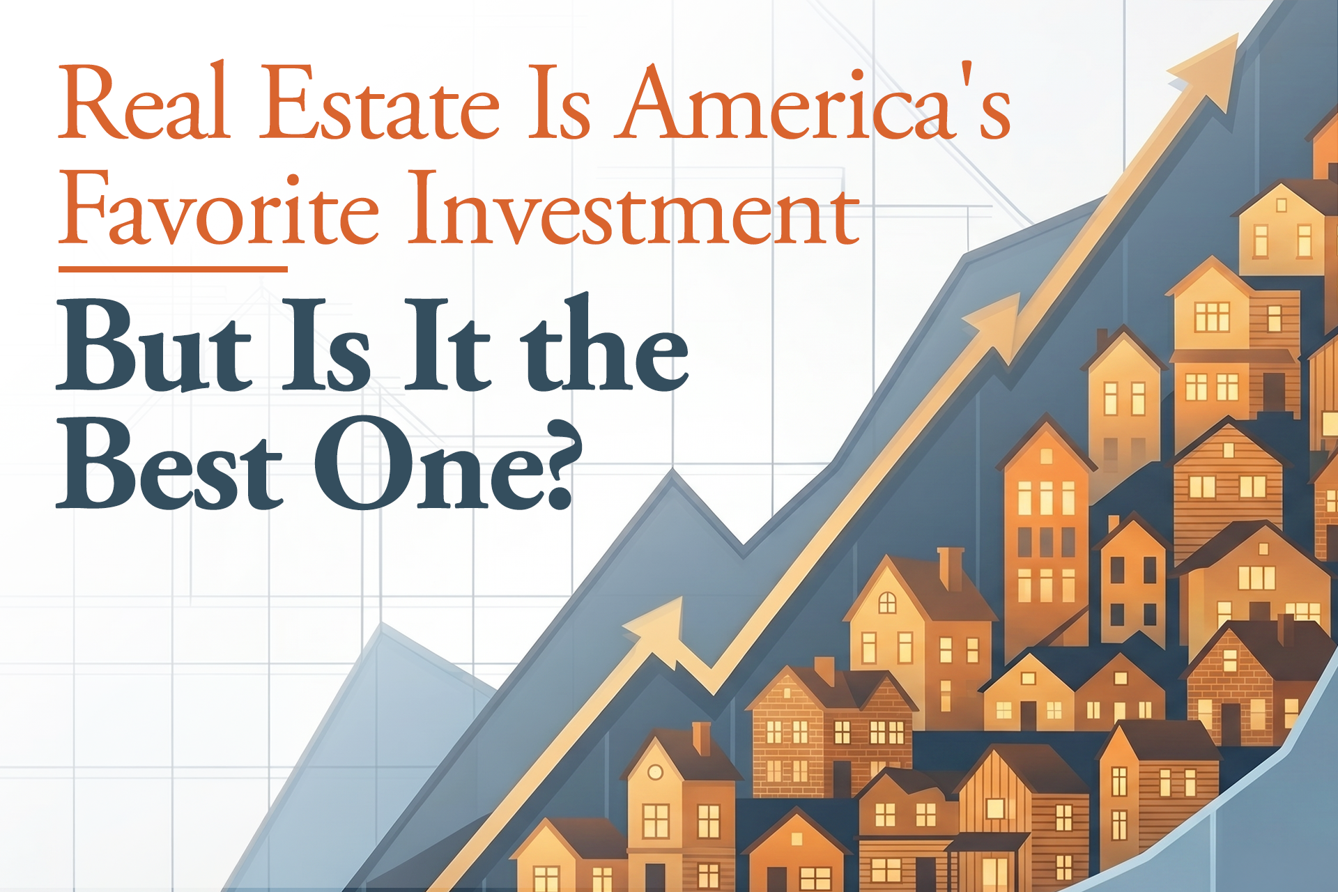 Real Estate Is America's Favorite Investment title graphic with an arrow pointing up on a blue background.